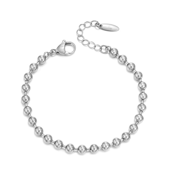 Bead Ball Bracelet | Platinum Plated Silver Luxury Jewelry (5mm beads) - Picture 6 of 12